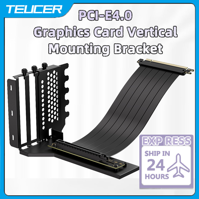Pcie 4.0 X16 Riser Cable 90 Degree - TEUCER-Soporte de montaje Vertical GPU, Kit
